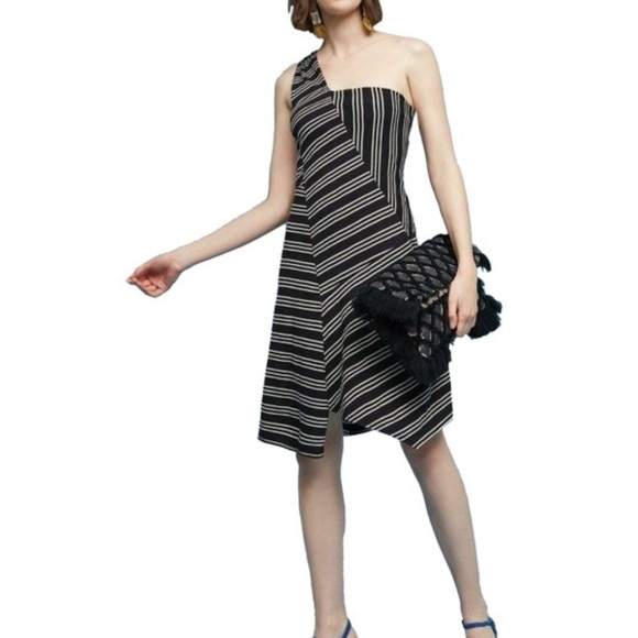 Anthropologie Maeve Moka One Shoulder Knit Dress - Picture 1 of 16